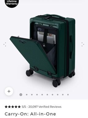 All-in-One Carry-On Roller Bag in Forest Green